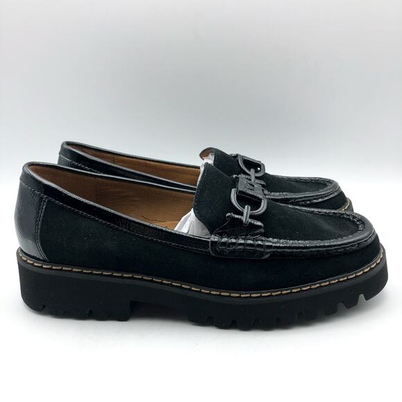 DONALD PLINER Women's Helio Loafer Size 7.5 Black Calf Suede NIB - Picture 2 of 12